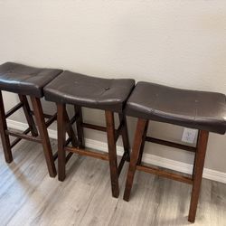 Set of 3 Brown Bar Stools