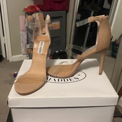 Steve Madden Beige Clear Strap Heels Size 7