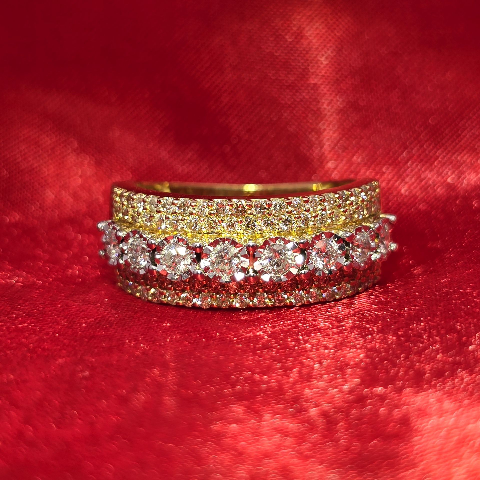 10k Yellow Gold Diamond Round Cut Wedding Band Ring 1.30 ctw