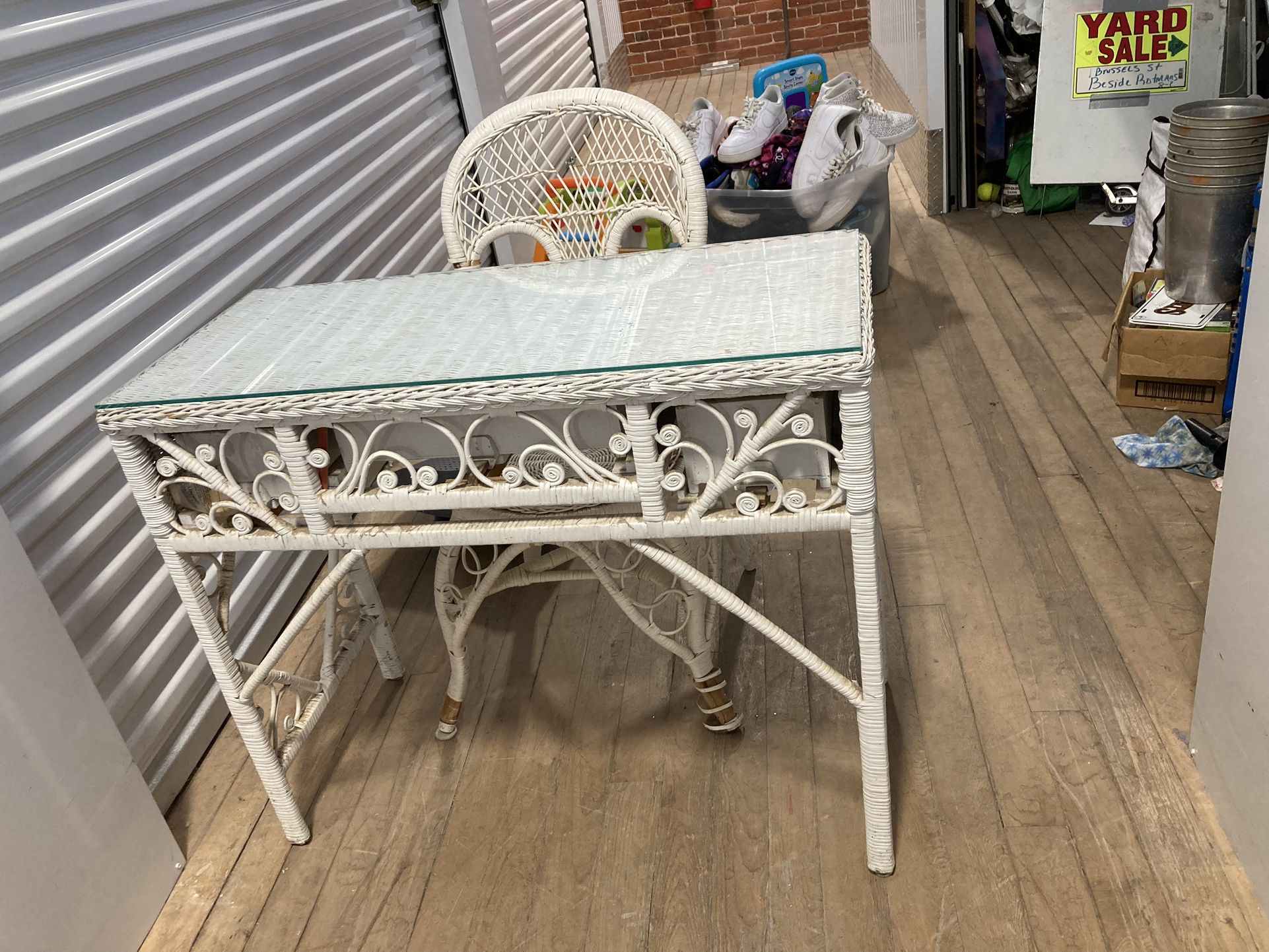 Wicker Vanity/desk And Chair