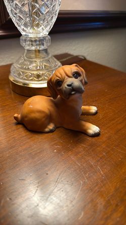 Vintage Ceramic Boxer Puppy Figurine – Reclining Dog Decor
