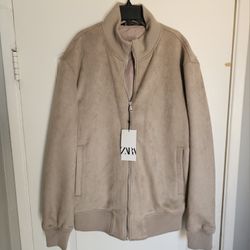 Men's Jacket Zara Faux Suede Leather Xl Chammara 