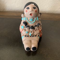 Signed Native American Pottery Storyteller Figure 