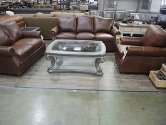 Rocky Mountain Leather Polo Whiskey Brown Nailhead Leather Sofa