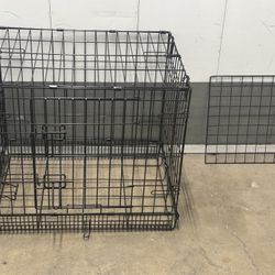 Foldable dog crate cage, metal Metal wire double door