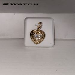 Gold Over Silver Moissanite Heart Pendant w/ 18” Box Chain – 0.25ctw, 925 Stamped