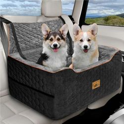 Dog Car Seat for Medium/Large Dog Booster Seat for Dogs Under 60 lbs or 2 Small Dogs, Multi-Functional Pet Car Seat with Thick Cushion, 2 Safety Leash