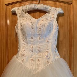 Beautiful Wedding Dress With Val & Gloves that Match