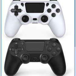 Wuthur 2 Pack Wireless Controller Compatible with PS4 / Pro/Slim (Black & White)