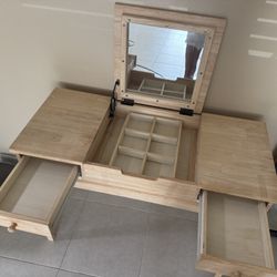 Small Wooden Makeup Vanity