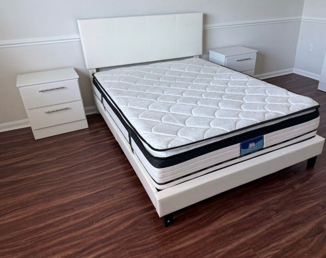 Cama-con-Colchon y 2-Mesitas-de-Noche ⭐️ Bed-with-Mattress and 2 Nightstand