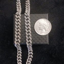 Iced Out Sterling Silver Cuban Link Chain + FREE GIFT