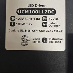 Westgate UCM100L12DC 100 Watt LED Driver 120V 60Hz 1.0A 12VDC Indoor/Outdoor used  