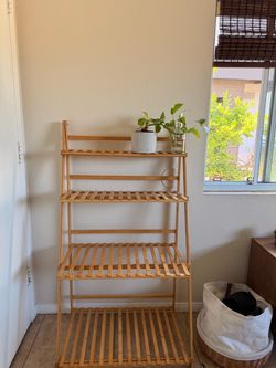 Bamboo Ladder Shelf 4-Tier