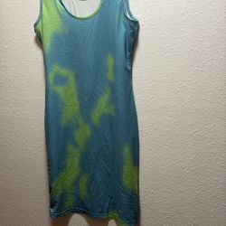 Blue & Green Tie-Dye Bodycon Dress