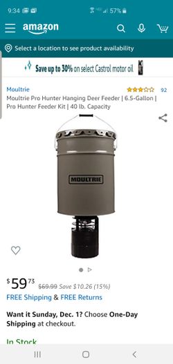 Moultrie Pro Hunter Hanging Deer Feeder | 6.5-Gallon | Pro Hunter Feeder Kit | 40 lb. Capacity