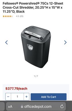 Fellowes Powershred PS-77Cs Confetti-Cut Shredder With SafeSense