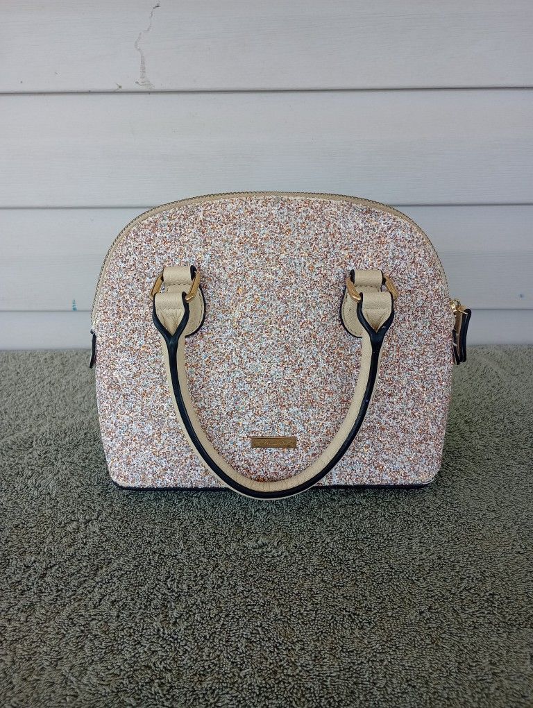 ALDO Barland Dome Satchel Bag Champagne Glitter Sparkle