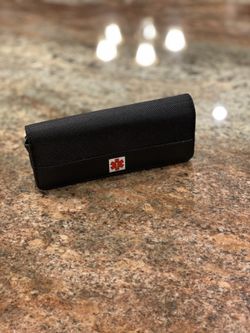 Waist buddy black leather case for your medication