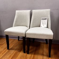  Dining Chair, Dark Brown Legs, Rice White, Set of 2