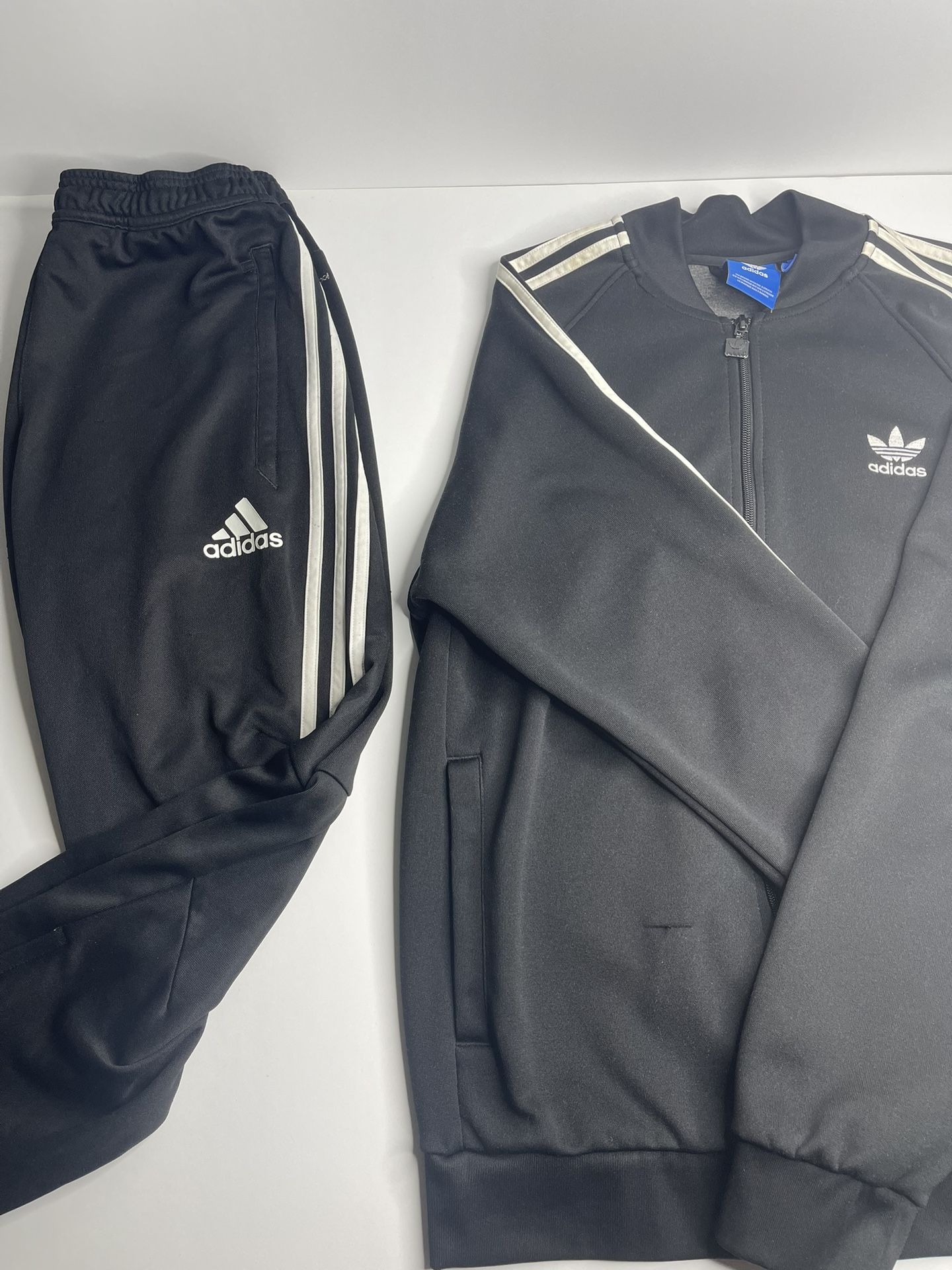 Adidas Mens 3 Stripes Tricot Tracksuit NWT Jacket & Pants Set Black Multiple Size Large Jacket & Medium Pants 