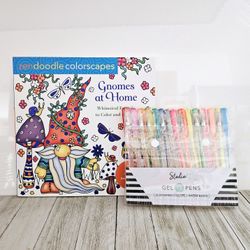 Zendoodle Colorscapes Gnomes at Home & Studio C 15 Colored Gel Pens Set. Whimsical Friends to Color and Display by Castle Point Books ISBN: 281