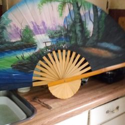 Wall Fan Art Silk ..painted..by Hand.40inch