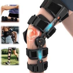 Adjustable Hinged Knee Brace Joint Fixation Support ACL MCL Post-Op Rehab