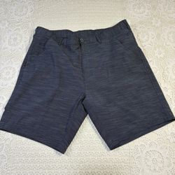 Weekender Men's 36 Navy Blue Striped Flat Front Shorts with Front & Back Pockets