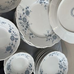CHRISTINA PORCELAIN BAVARIAN BLUE DINNERWARE SET #41 PIECES/ GERMANY