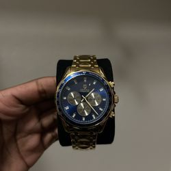 Gold Blue Faced Montres Prestige Watch