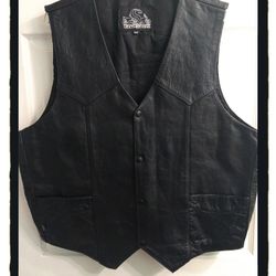 'Leather King' Men's Leather Vest w/Side Laces - Size 52
