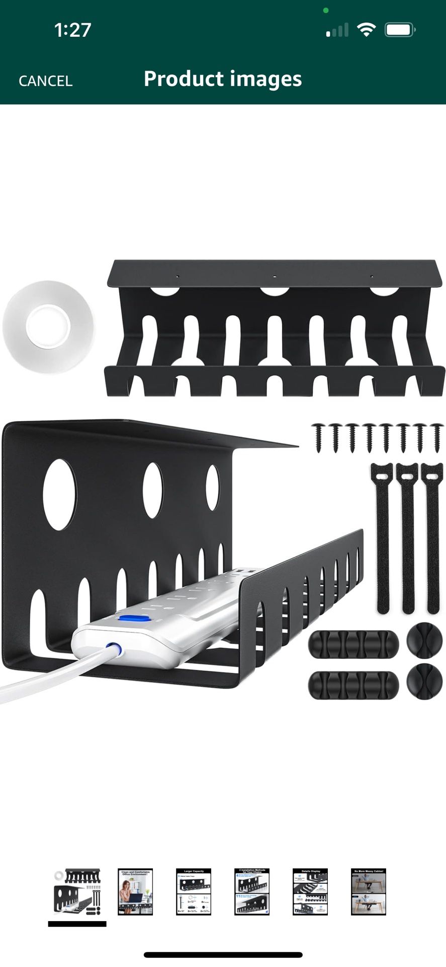 2 Pack Under Desk Cable Management Tray, Metal Cable Tray Basket for Wire Management