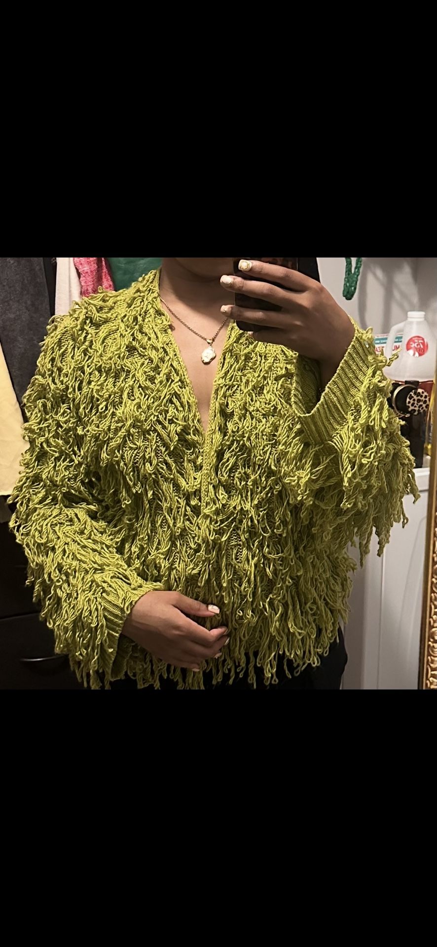 Shein Green Knitted Cardigan