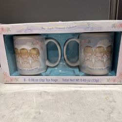 Vintage Set of 2 Hallmark Three Praying Angels Mugs. Never Used Original Box
