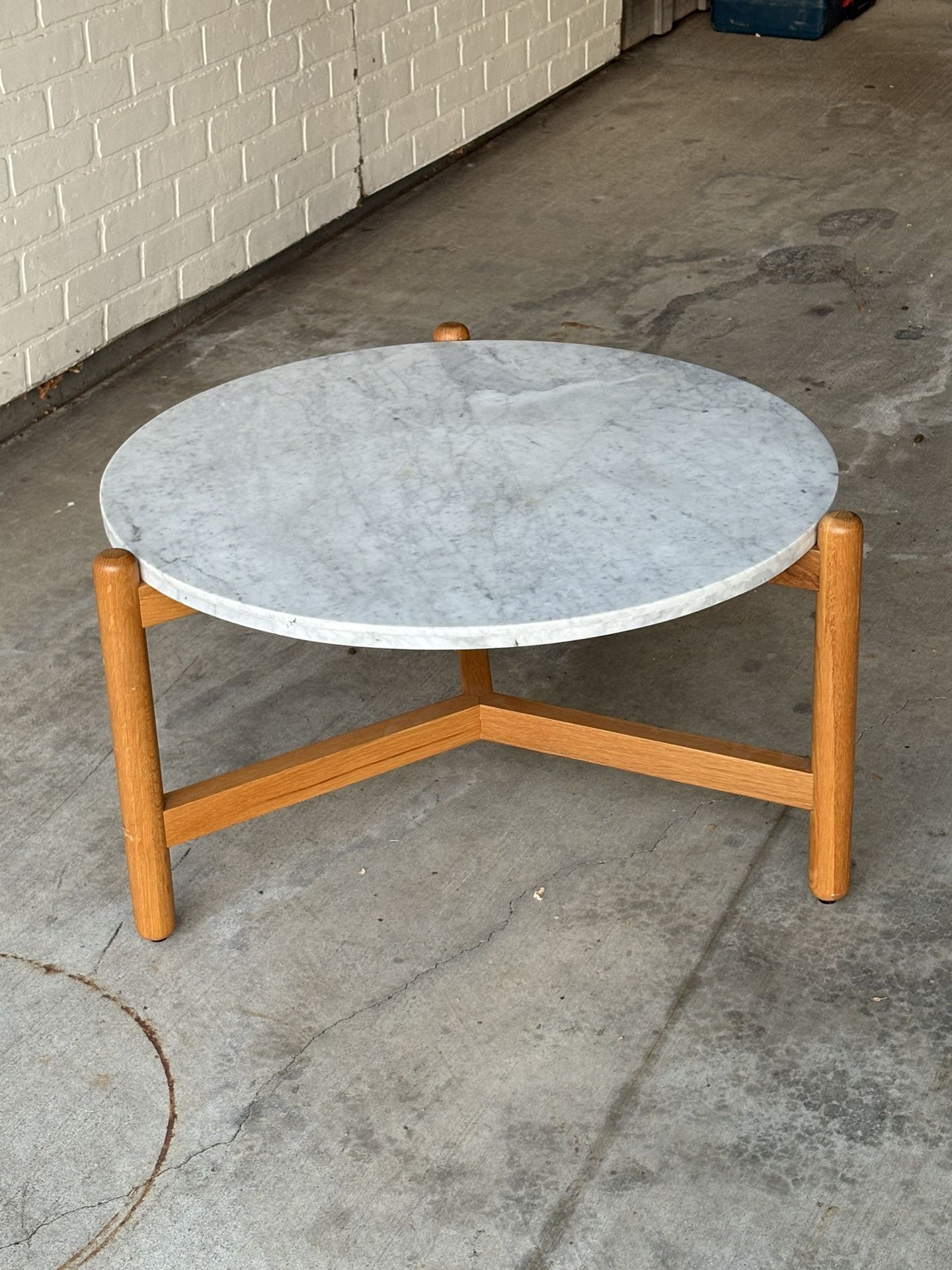 Feather Mid Century Modern Marble Top Coffee Table