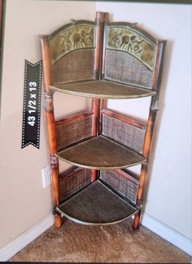 Metal/Bamboo Corner Shelf