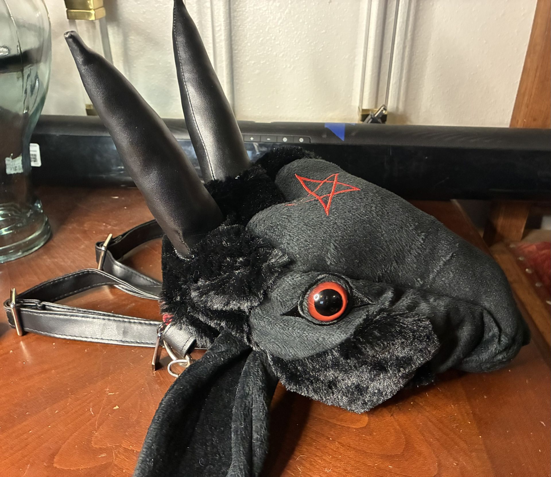 KREEPSVILLE 666 Baphomet Goat Head Plush Backpack Purse Shoulder Bag