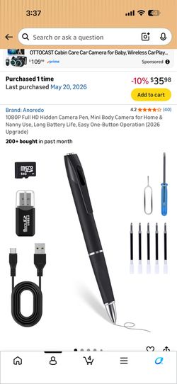 1080P Full HD  Camera Pen, Mini Body Camera for Home & Nanny Use, Long Battery Life, Easy One-Button Operation (2026 Upgrade)