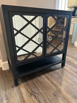 Pier 1 Mirrored Accent Cabinet / Console Table - Black - Good Condition