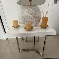 Side table white with metal