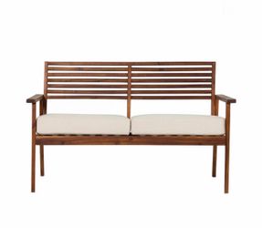 Modern Outdoor Zander Solid Wood Loveseat - Dark Brown