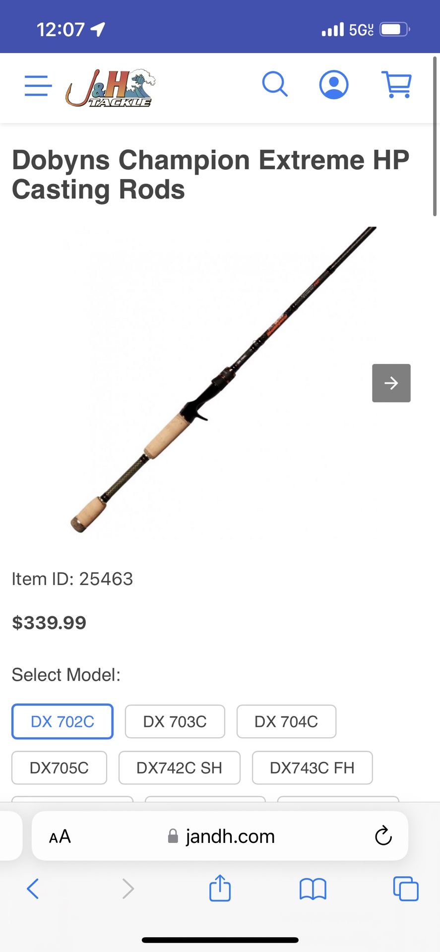 Dobyns champion extreme DX 702c casting rod
