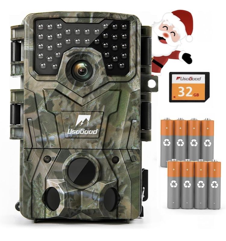 Trail Camera,4K 36MP Game Camera with 8 Batteries&32GB Card,Trail Cameras with Night Vision Motion Activated Waterproof IP66, 120° Detection Angle,2.0