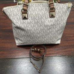 Great Michael Kors  Large Tote Bag Convertible  ~Acorn Vanilla 