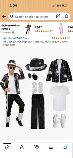 Halloween Costume Set 8 Pcs 80s 90s Retro Dance