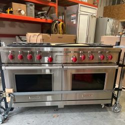 New Wolf 60" Stainless Steel Dual Fuel Gas Stove 