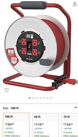 CRAFTSMAN Contractor Grade Retractable Extension Cord, 100 feet with 4  Outlets - 12AWG SJTW Cable - Outdoor Power Cord Reel for Sale in Palmview,  TX - OfferUp