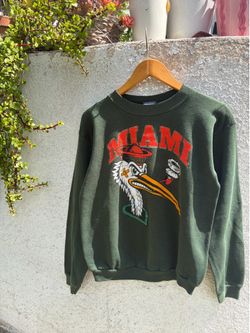 🌀 Vintage 90s Miami Hurricanes Crewneck Sweatshirt — Rare Cartoon Ibis Grap