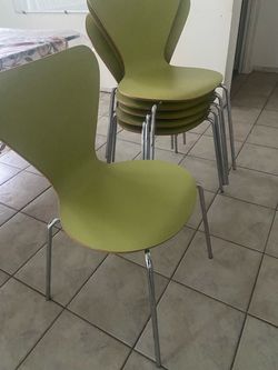 Set of 6 Green Stackable Dining Chairs